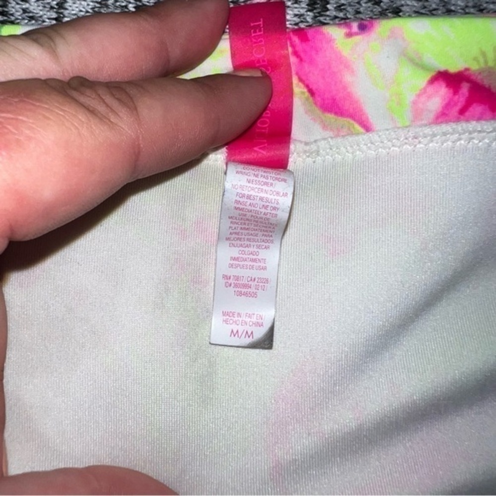 Bright Yellow and Pink Victorias Secret Medium Swimsuit Bottoms - Picture 2 of 6